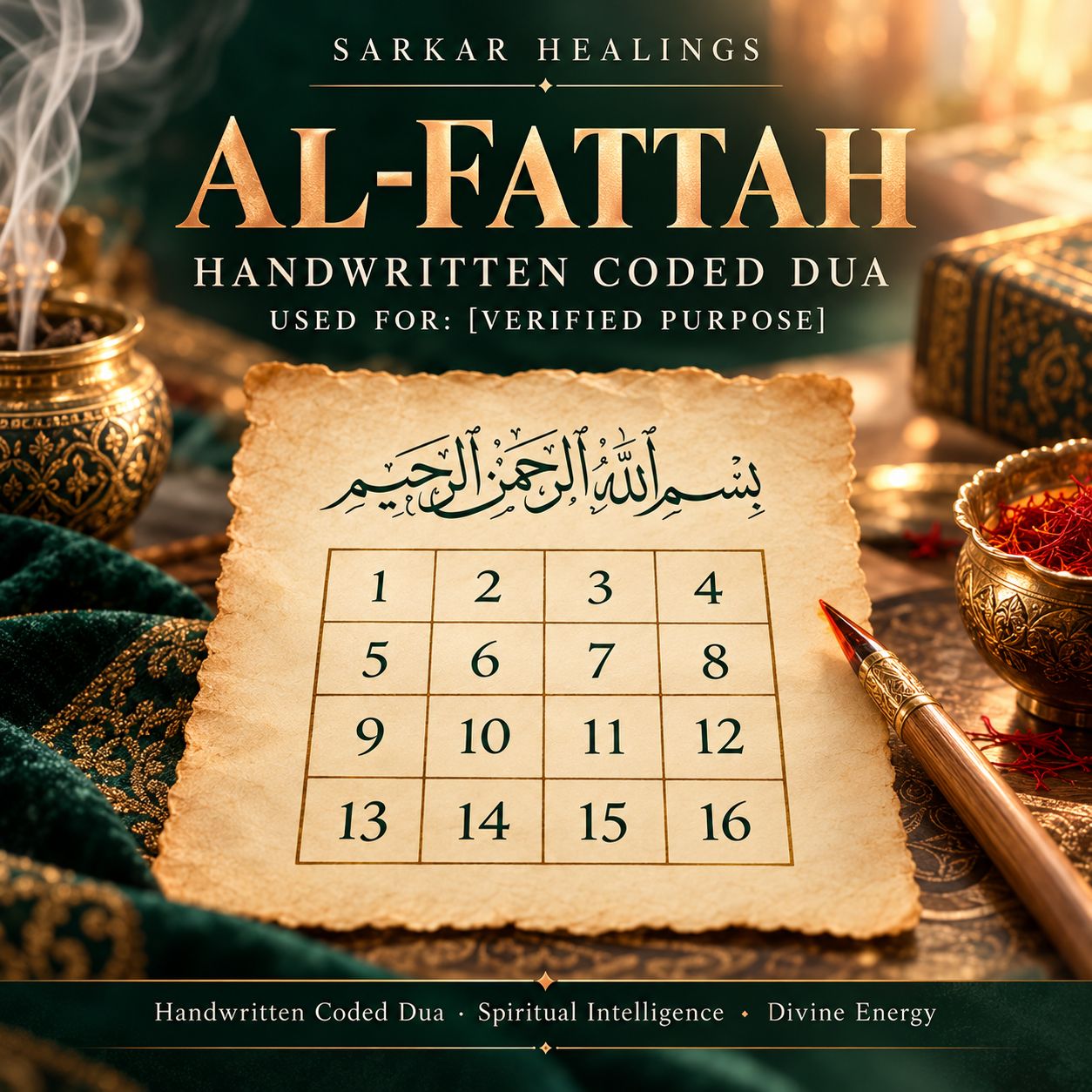 Al-Fattah Marriage Taweez Handwritten Coded Dua for Nikah ALLAHs Name