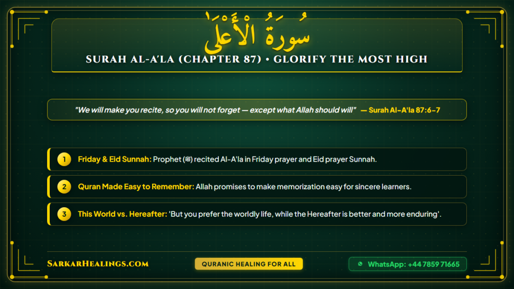 Surah Al-Ala Glorify Friday Jumu'ah Eid Sunnah Recitation Quran Made Easy Card | Sarkar Healings