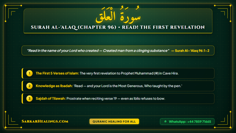 Surah Al-Alaq Iqra First Revelation Knowledge Pen Sajdah Tilawah Card | Sarkar Healings