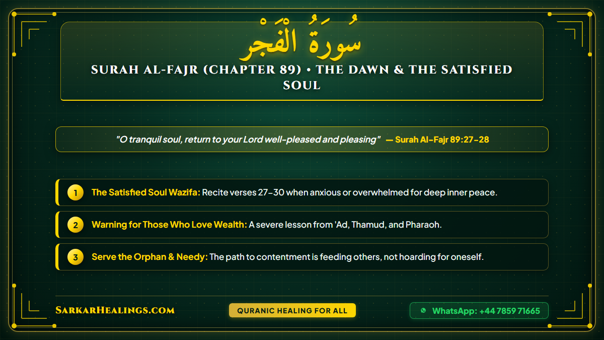 Surah Al-Fajr Dawn Satisfied Soul Nafs Mutmainnah Return to Lord Card | Sarkar Healings
