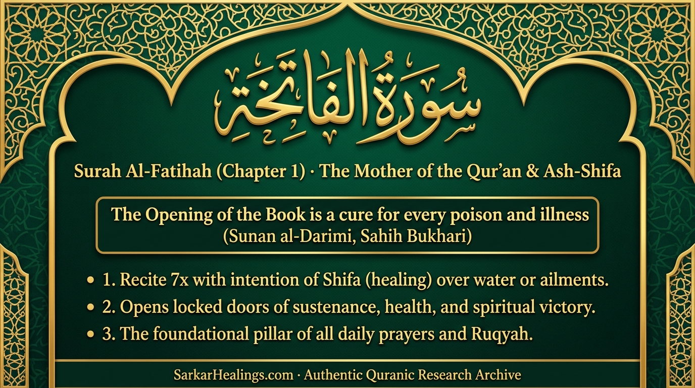 Surah Al-Fatihah Mother of Quran Universal Healing Ash-Shifa Hadith Card | Sarkar Healings