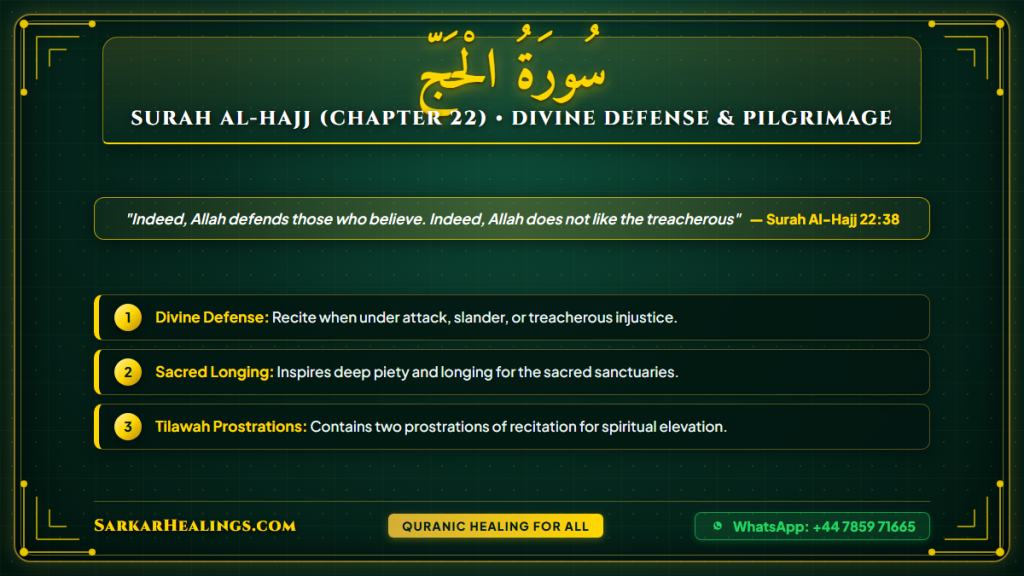 Surah Al-Hajj Pilgrimage Divine Defense Sacred Rites Card | Sarkar Healings