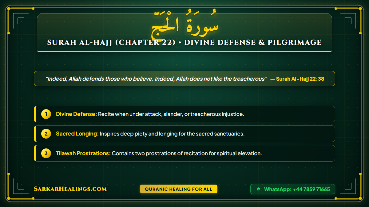 Surah Al-Hajj Pilgrimage Divine Defense Sacred Rites Card | Sarkar Healings