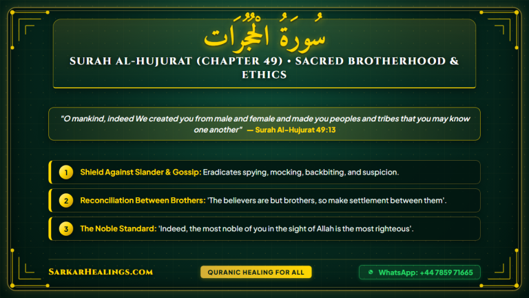 Surah Al-Hujurat Islamic Manners Brotherhood Shield Slander Gossip Card | Sarkar Healings