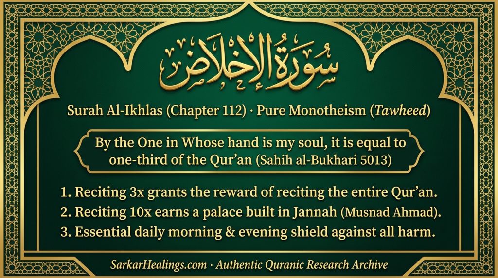 Surah Al-Ikhlas One-Third of Quran Palace in Jannah Daily Protection Card | Sarkar Healings