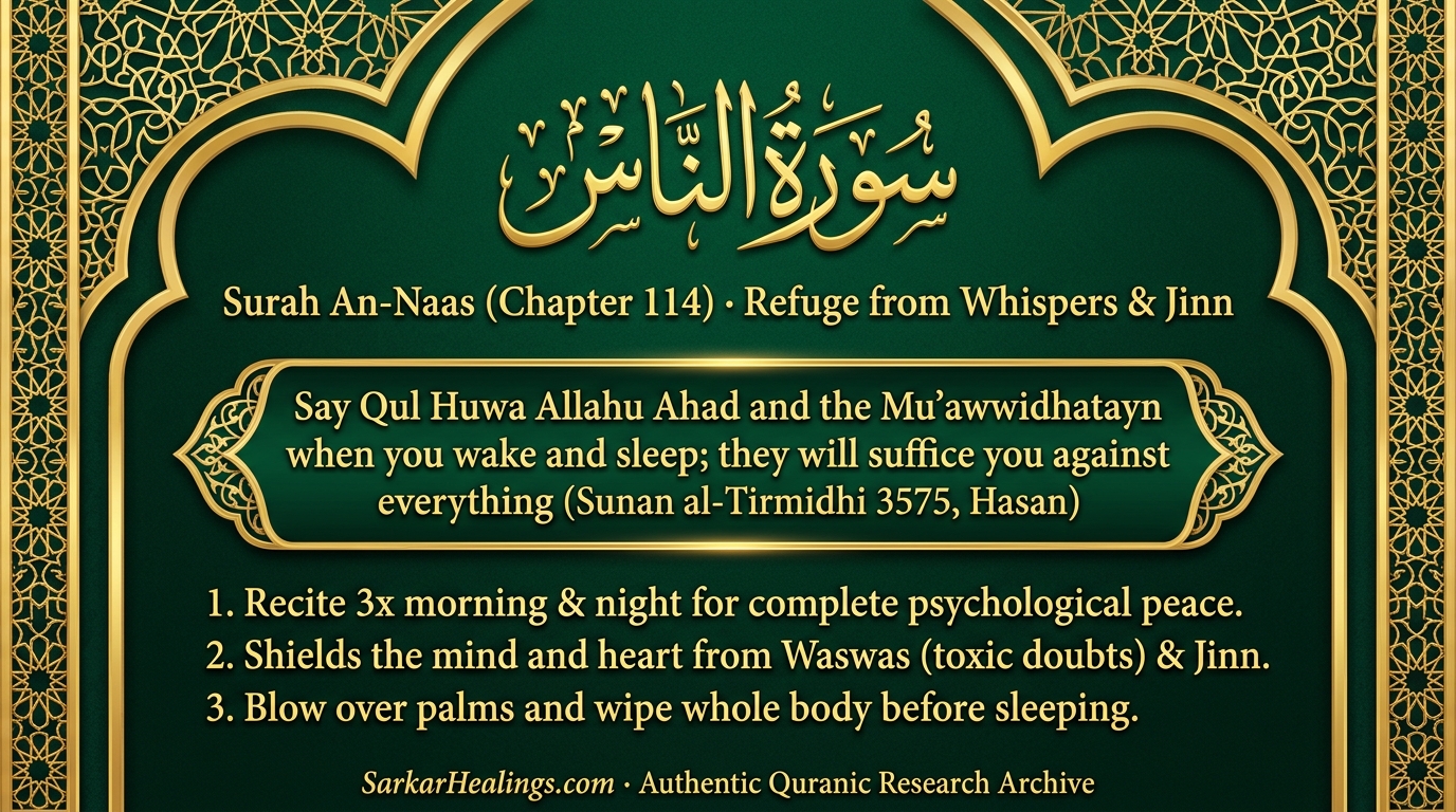 Surah An-Naas Protection from Waswas Doubts Evil Jinn Morning Evening Card | Sarkar Healings
