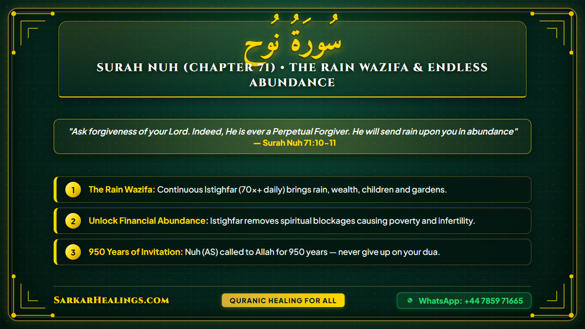 Surah Nuh Rainfall Wazifa Rizq Fertility Istighfar Abundance Card | Sarkar Healings