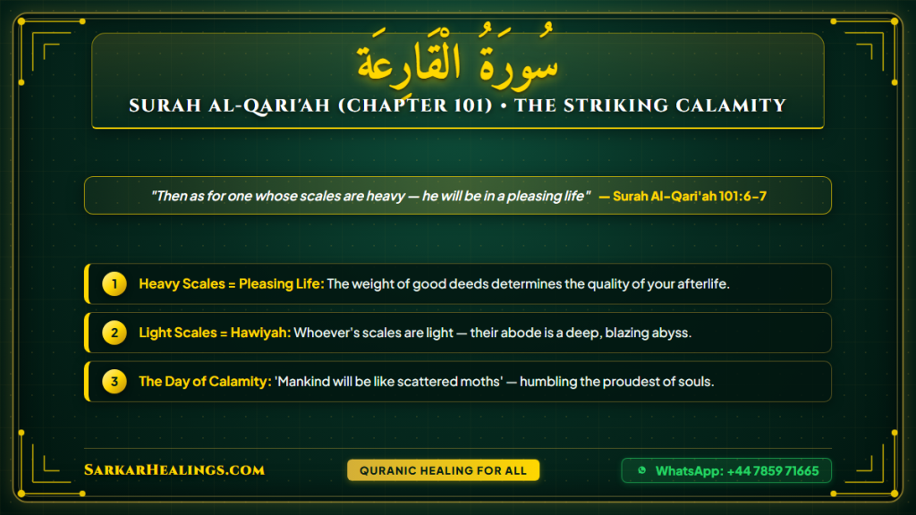Surah Al-Qariah Heavy Scale Good Deeds Striking Calamity Judgment Card | Sarkar Healings