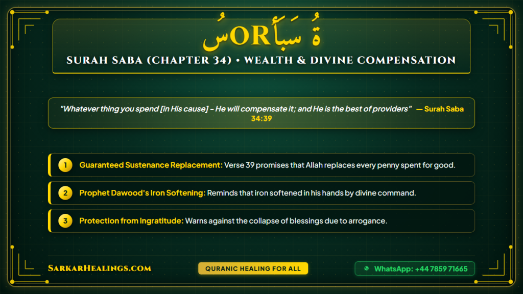 Surah Saba Charity Sustenance Replacement Dawood Praise Card | Sarkar Healings