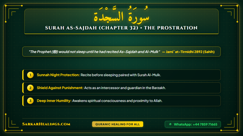 Surah As-Sajdah Night Recitation Grave Shield Prophetic Sunnah Card | Sarkar Healings