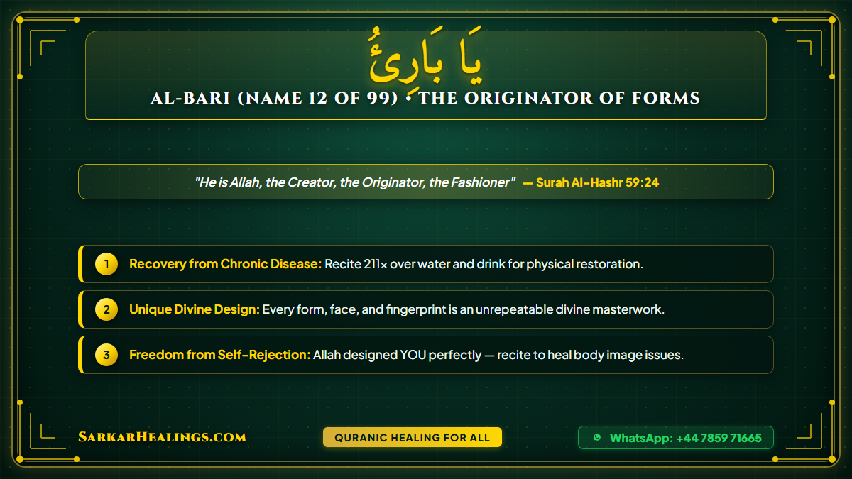 Ya Bari Wazifa for Disease Recovery Unique Forms Creation Card | Sarkar Healings