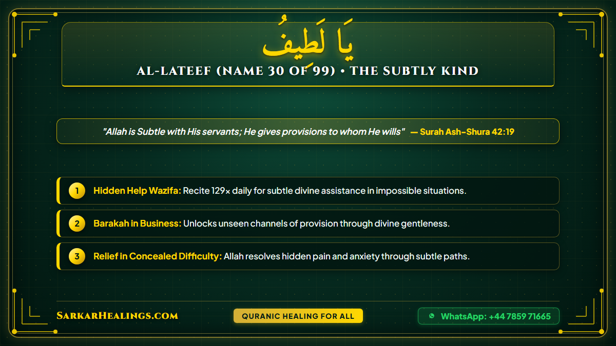 Ya Lateefu Wazifa for Subtle Help Rizq Business Blessing Card | Sarkar Healings