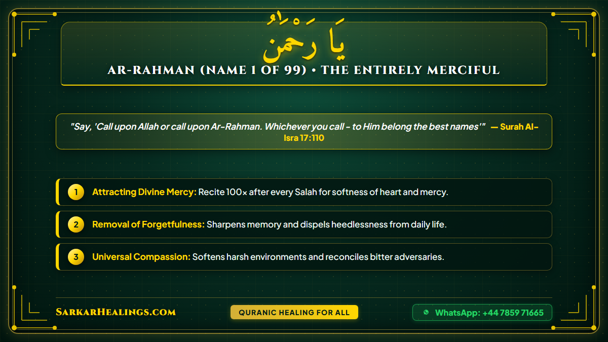 Ya Rahman Wazifa for Divine Mercy Soft Heart Forgiveness Card | Sarkar Healings