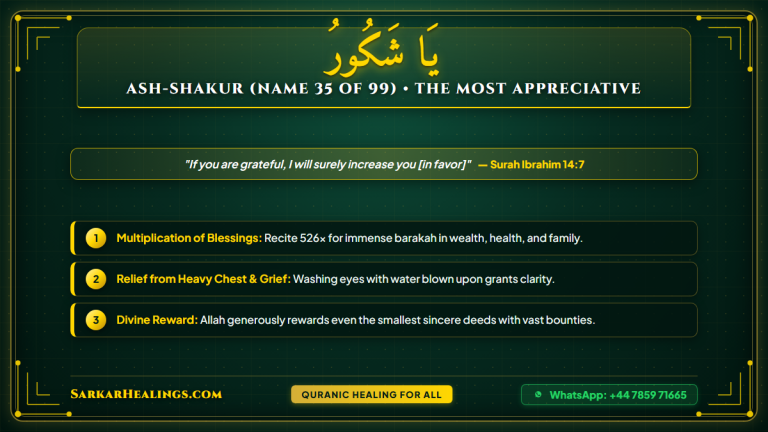 Ya Shakur Wazifa for Multiplication Barakah Gratitude Eye Healing Card | Sarkar Healings