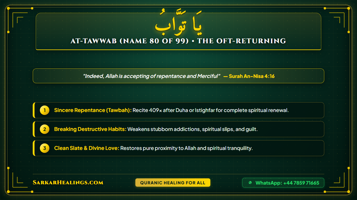 Ya Tawwabu Wazifa for Repentance Clean Slate Spiritual Rebirth Card | Sarkar Healings